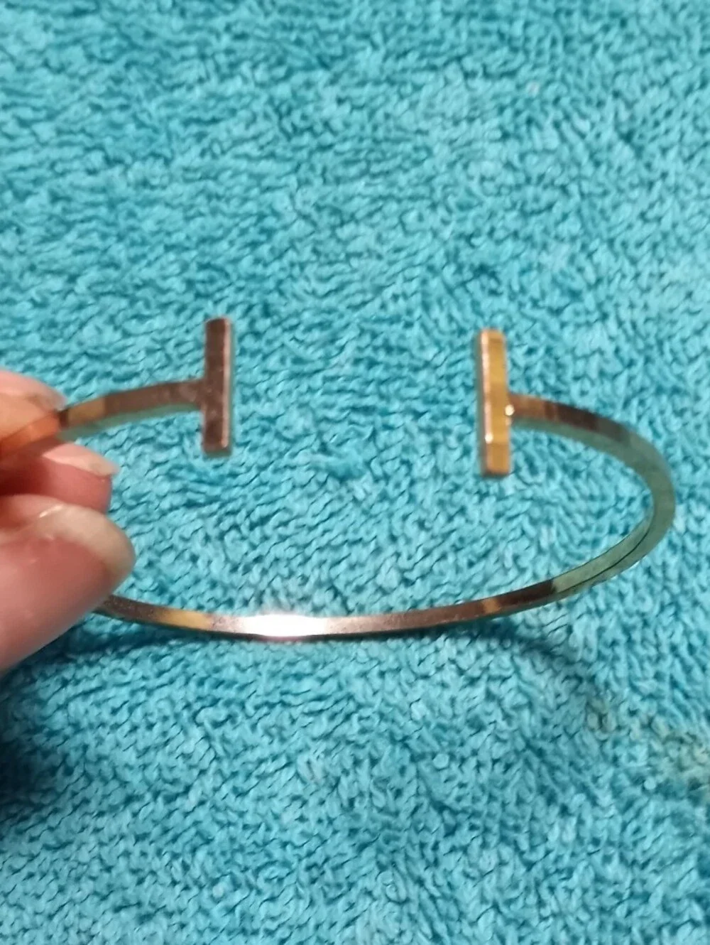 Minimalist Goldtone Open Cuff T Bracelet - Women's Accessories